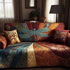 Quilted Sofa Cover Dragonfly Pattern Couch Protector Furniture Slipcover Three-Seater Sofa price