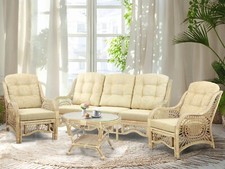 Malibu Set of 4: 2 Rattan Chairs, Three-Seater Sofa with Coffee Table, Natural Three-Seater Sofa price