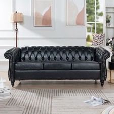 84.6 inch White Rolled Arm Chesterfield Three Seater Sofa Living Room Furniture Three-Seater Sofa price