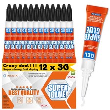 12-Pack Super Glue Gel Clear � 3g Strong Non-Drip Adhesive for Plastic Metal Adhesive - Glue price
