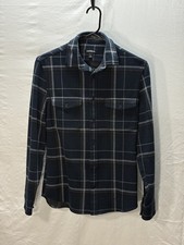 Express Plaid Button Up Shirt Flannel Gray/Navy Long Sleeve Women XS Modest Clothing price