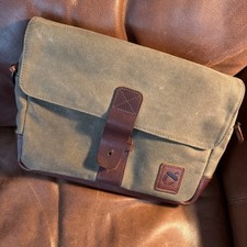 NutSac Messenger Bag Mens M Green Waxed Canvas Leather Made In USA No Strap Men's Messenger Bag price