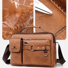 Men Handbag Business Crossbody Bag Leather Shoulder Bag Briefcase Messenger Bag Men's Messenger Bag price