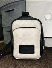 Coach Racer Sling Pack Signature Crossbody Zip Bag White/Black Men’s Men's Messenger Bag price