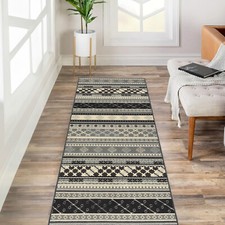Custom Size Stair Hallway Runner Rug Rubber Back Non Skid Grey Kilim Design Runner Rug price