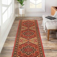 Custom Size Hallway Runner Rug Non Slip Rubber Back RED Traditional Oriental Runner Rug price