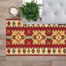 Custom Size Hallway Runner Rug Non Slip Rubber Back RED Bohemian Oriental Runner Rug price