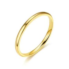 2mm Stainless Steel Gold Plated Stackable Ring Wedding Band Women Girls 3-12 Gold Wedding Band price