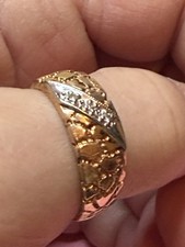1990s Vintage 10k Men Gold Nugget Ring Gold Wedding Band price