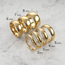 14K Solid Yellow Gold Domed Wedding Band Comfort Fit Ring 2mm-8mm Unisex Gold Wedding Band price