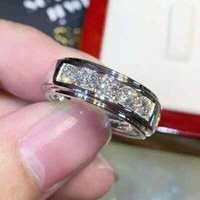 3Ct Round Cut Lab Created Diamond Men's Wedding Band Ring 14k White Gold Plated Gold Wedding Band price