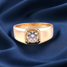 Mens Diamond Wedding Band Ring 1.00 Carat Round 14k Yellow Gold IGI Lab Created Gold Wedding Band price