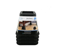 Mainstays Black Plastic Bed Risers, 6.50 in x 6.50 in x 6 in 4 Pack. Bed price