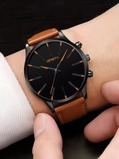 Men's Casual Fashion PU Leather Quartz Watch Set with Wallet & Keychain Men's Watch, Belt and Wallet Sets price