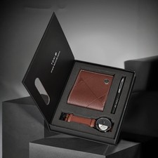 Men Business Gift Set Wallet Quartz Watch Leather Wristwatch Combo Men's Watch, Belt and Wallet Sets price