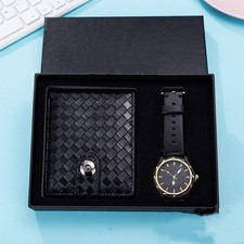 Luxury Men Watch Wallet Bag Gift Set Business Casual PU Leather Black Men's Watch, Belt and Wallet Sets price