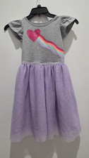 Cat & Jack Girls 4T Gray Purple Rainbow Heart Tulle Fit & Flare Dress Girls' Dress price