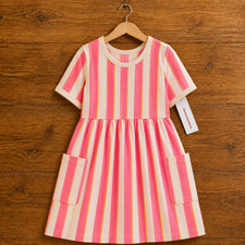 Hanna Andersson Girls Sleeveless Pocket Dress Azalea Multi Stripe NWT Sizes 2-12 Girls' Dress price