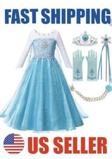 Elsa Frozen Princess Queen Dress Up Set Girls Costume US Fast Shipping Girls' Dress price