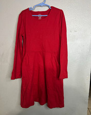Wonder Nation Girls Red Solid Round Neck A-Line Knit Long Sleeve Dress M 7-8 Girls' Dress price