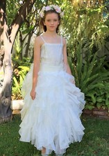 Organza Pleated Ruffled Flower girl dress Junior Bridesmaid Christmas Pageant Girls' Dress price