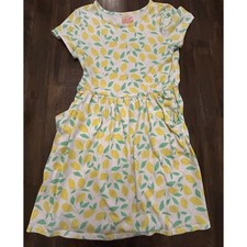 Cat & Jack Dress XL (14) White Yellow Excellent Lemon Print Short Sleeve Knit Girls' Dress price