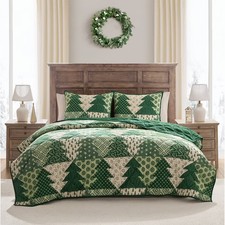 Hallmark Full/Queen Flannel Tree Print Quilts Green Quilt price