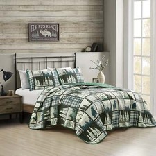 3 Pcs Cabin Lodge Rustic Country Bear Quilt Bedspread Set Quilt price