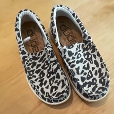 HEYDUDE Woven Cheetah Animal Print Slip-On Flats Gray/White Women's US 6 Women's Casual Shoes price