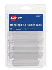 Hanging File Folder Tabs and Inserts, 1/5 Cut, Clear, 20 File Folder Tabs and In Folder price