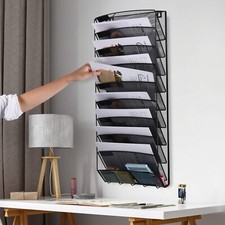 Hanging Wall Mount File Organizer 10 Pocket Paper Folder Holder Letter Rack Folder price