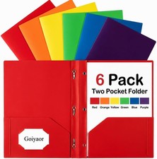 6 Pack Plastic Folders with Pockets and Prongs, 2 Pocket Folders with Fasteners, Folder price