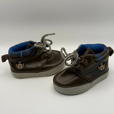 Disney Mickey Mouse Infant Boys Brown Faux Leather Chukka Boots Plaid Trim 4 Boys' Boots price
