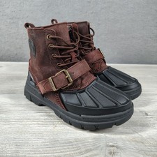 Polo Ralph Lauren Unisex Youth 1.5 Brown Suede Leather Duck Boots Outdoor EUC Boys' Boots price