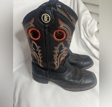 Tony Lama Boys Leather Black and Orange Western Cowboy Boot non Slip Sole 11.5D Boys' Boots price