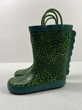 Oakiwear Kids Green Patterned Rain Boots with Easy Pull Handles Boys' Boots price