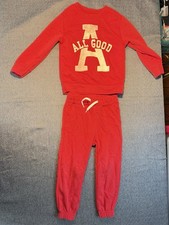 Old Navy Boys 3T 2-Piece Set Red Fleece Graphic Sweatshirt Drawstring Pants Boys' Tracksuit price