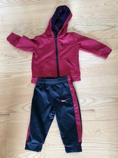 Nike Track Suit Set Kids Size 12M Pant & Jacket Zip Up Black/Red Dri-Fit Boys' Tracksuit price