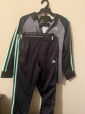 adidas Boys Size 7 2-Piece Hooded Zip Tracksuit Set Fleece Jacket & Pants Boys' Tracksuit price