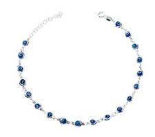 Baby Blue Evil Eye Beads Anklet Bracelet on 925 Sterling Silver 8.5" to 9.5" Baby Evil Eye Beads price