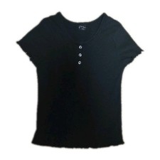 art class black henley button up baby tee scalloped girls  L (10-12) Girls' T-shirt price