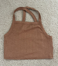 American Eagle Women's Brown Solid Knit Square Neck Cropped Tank Top S Women's Tank Top price