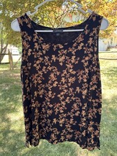 Women’s Petite J. Jill, Sleeveless, Black And Brown Floral Tank Top Size Medium. Women's Tank Top price