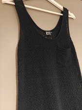 Size 8 Roxy Black Crochet Knit Tank Top-  Beach Cover Up Boho Festival Women's Tank Top price