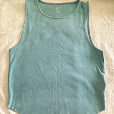 American Eagle Green Solid Scoop Neck Ribbed Knit Sleeveless Tank Top Women M Women's Tank Top price
