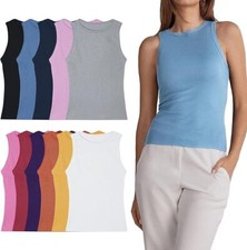12 Pack Womens Tank Top Basic Ribbed Sleeveless Shirts 100% Cotton Multi Colors Women's Tank Top price