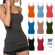 Women's Long Camisole Tank Tops Cotton Basic Cami Plain S -3XL Women's Tank Top price