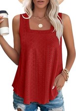 Womens Square Neck Tank Top Sleeveless Loose Fit Casual Summer Beach Vacation Women's Tank Top price