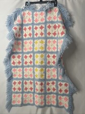Crochet Baby Blanket Knit Handmade Squares Granny Pink Blue Yellow White Baby Blanket price