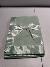 NEW GREEN MINT 36” X 50”  WAFFLE WEAVE THERMAL BABY BLANKET W/ SATIN TRIM Baby Blanket price